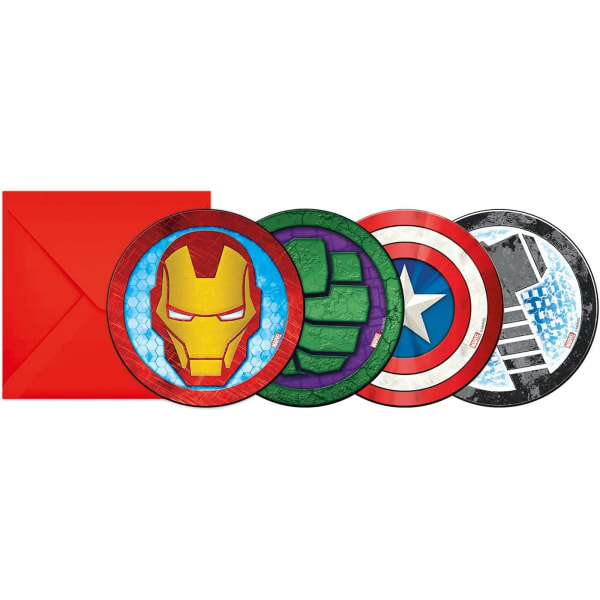 Avengers Mighty Invitations (paket med 6) One Size Flerfärgad Multicoloured One Size