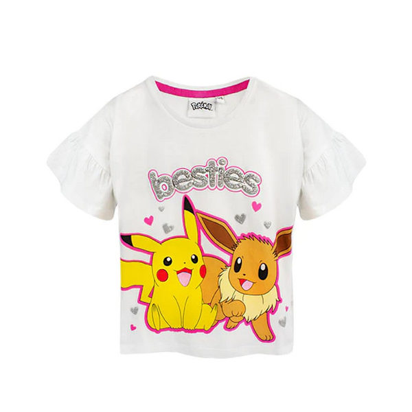 Pokemon Girls Besties Pikachu & Eevee Frill Lång Pyjamas Set 5-6 White/Pink 5-6 Years