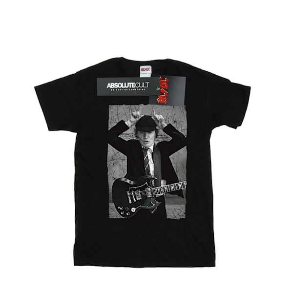 AC/DC Dam/Damer Angus Young Distressed Foto Bomull Pojkvän Black 3XL