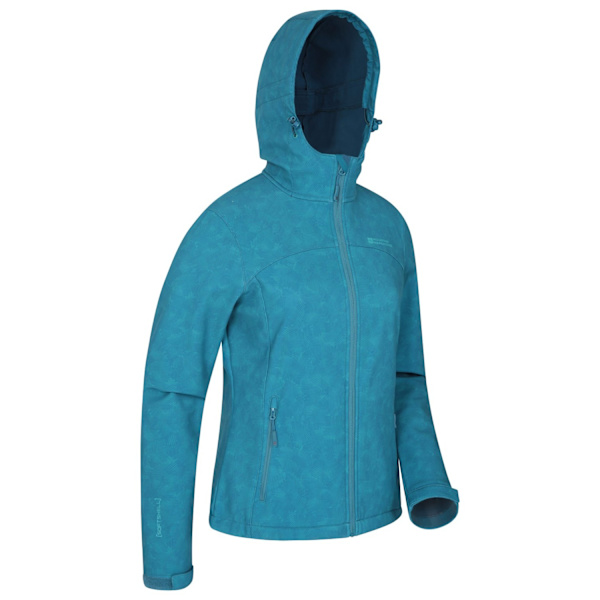 Mountain Warehouse Exodus Vattentät Tryckt Softshelljacka för Kvinnor Teal 4 UK