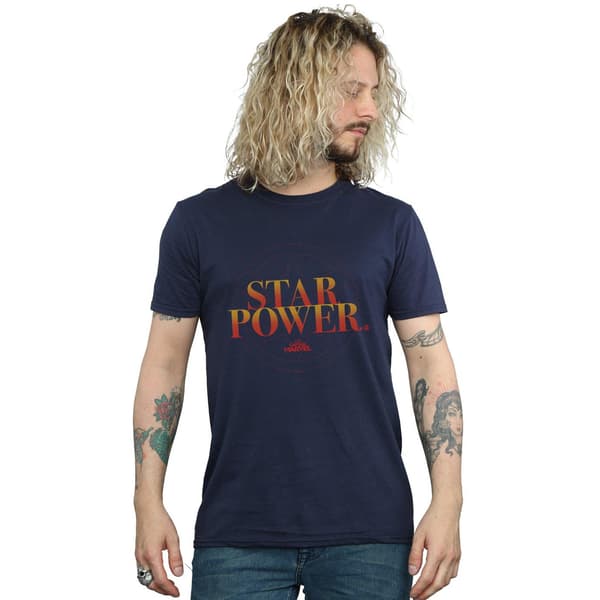 Marvel Herr Captain Marvel Star Power T-Shirt L Marinblå Navy Blue L