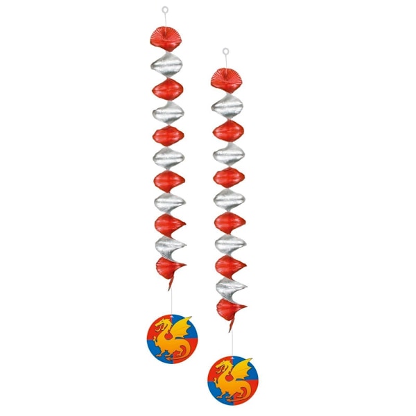 Boland Riddare & Drakar Hängande Dekoration (2-pack) En Storlek Red/Silver/Yellow One Size