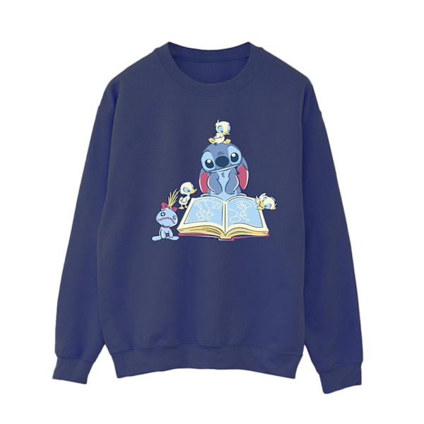 Disney Dam/Kvinnor Lilo & Stitch Läser En Bok Sweatshirt M Navy Blue M