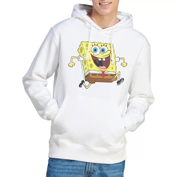 SvampBob Fyrkant Herr Happy Running Hoodie XXL Vit White XXL