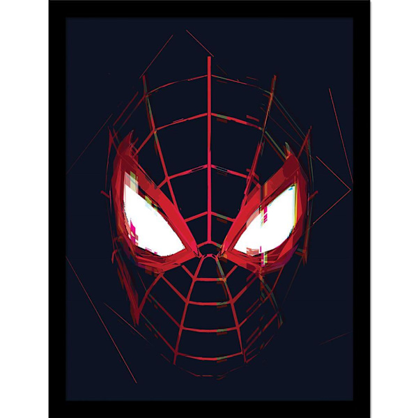 Spider-Man närbild Miles Morales inramad affisch 45cm x 35cm x 1 Black/Red/White 45cm x 35cm x 1.7cm