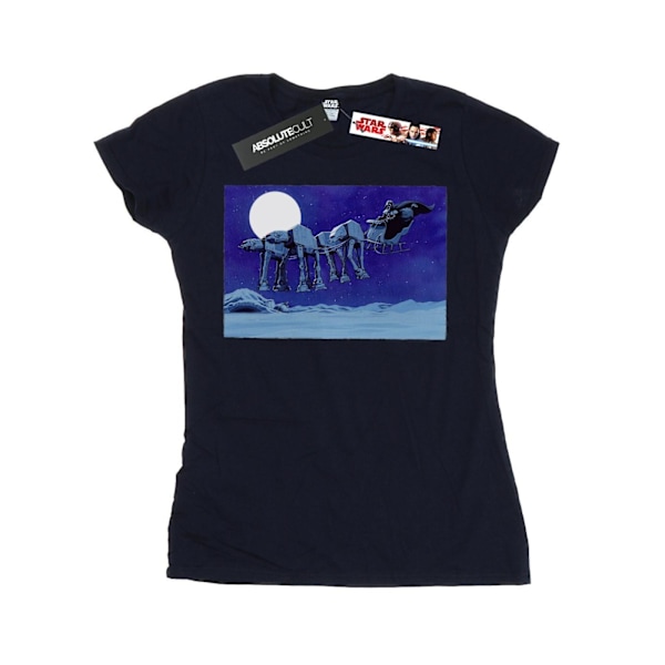 Star Wars Dam/Damer Jul AT-AT Sleigh Bomull T-shirt M Navy Blue M