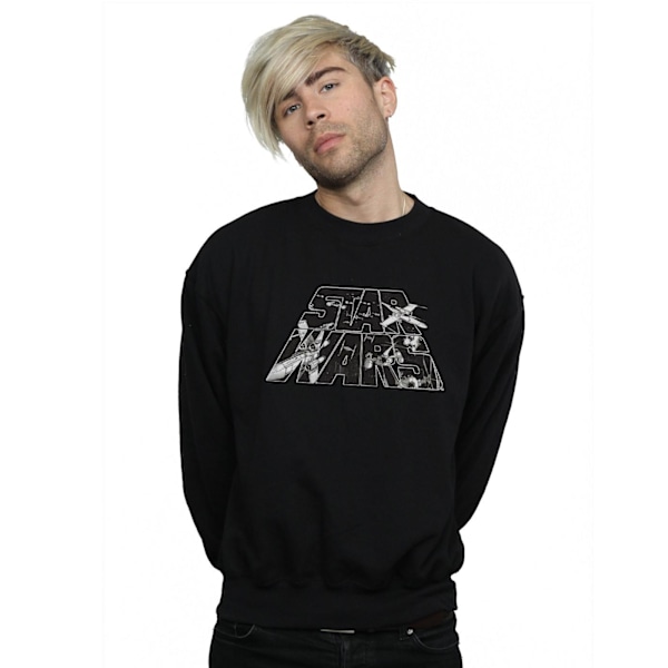 Star Wars Herr Logo Space Sketch Sweatshirt 4XL Svart Black 4XL