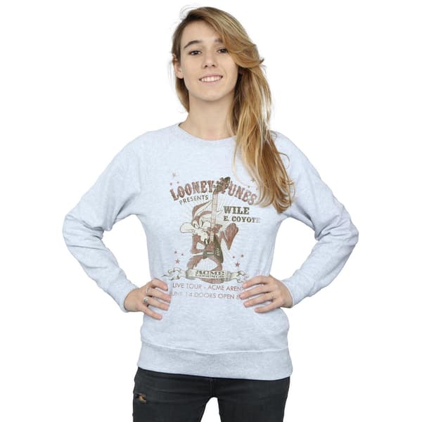 Looney Tunes Dam/Dam Wile E Coyote Gitarr Tröja S He Heather Grey S