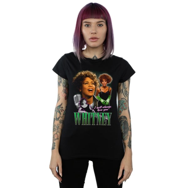 Whitney Houston Dam/Kvinnor Jag Kommer Alltid Älska Dig Homage Bomull T-shirt Black L