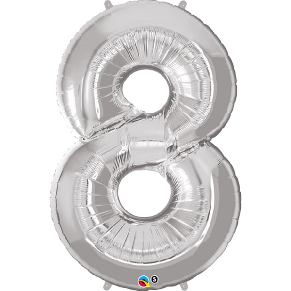 Qualatex 34 tum metalliska silversiffriga ballonger (0-9) 9 silver Silver 9