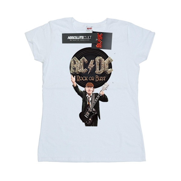AC/DC Dam/Kvinnor Rock Or Bust Angus Young Bomull T-shirt L W White L