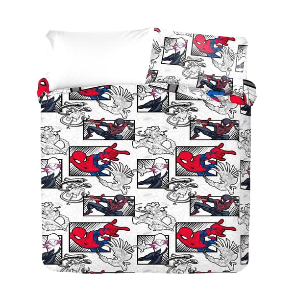 Spider-Man Seriestrip Vändbart Påslakanset Enkel Röd/Grå/Svart Red/Grey/Black Single