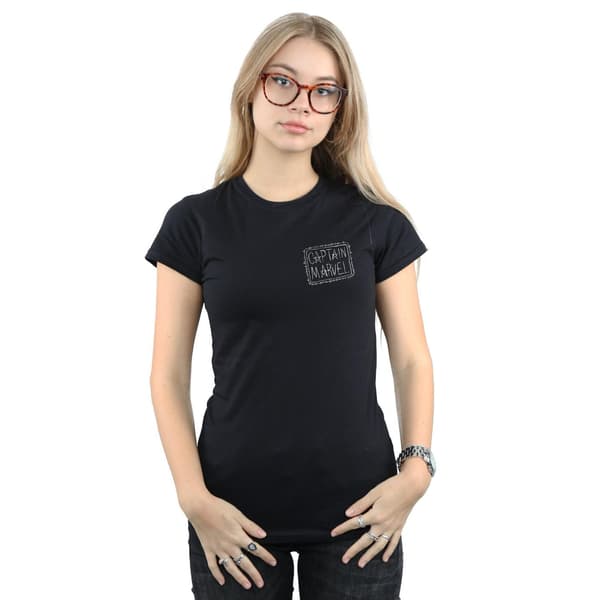 Marvel Dam/Dam Captain Marvel Bröstlapp Bomulls T-shirt Black S