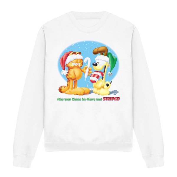 Garfield Unisex Vuxen Merry And Striped Sweatshirt M Vit White M