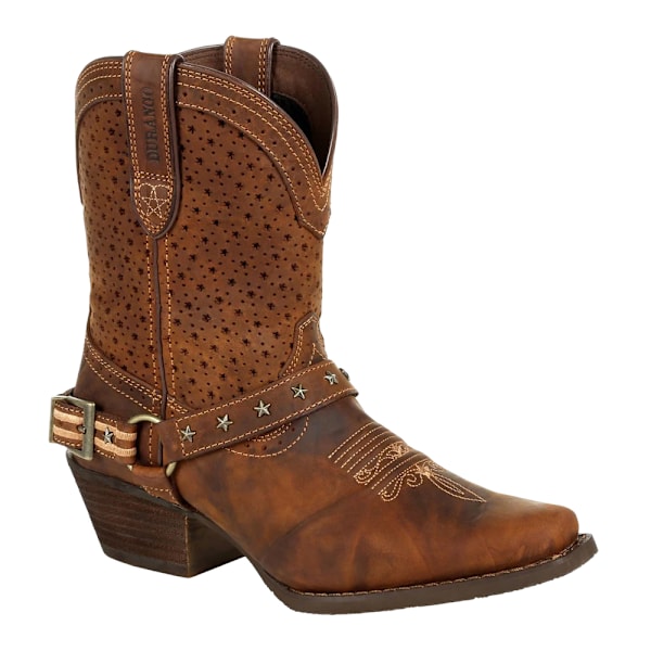 Durango Dam/Damer Crush Fullnarvläder Shortie Cowboy B Bomber Brown 8 UK