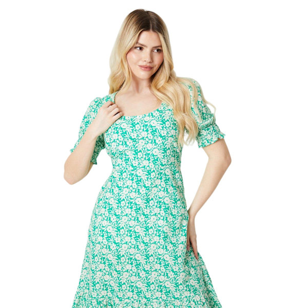 Dorothy Perkins Dam/Dam Floral Scoop Neck Midi Klänning 10 U Green 10 UK