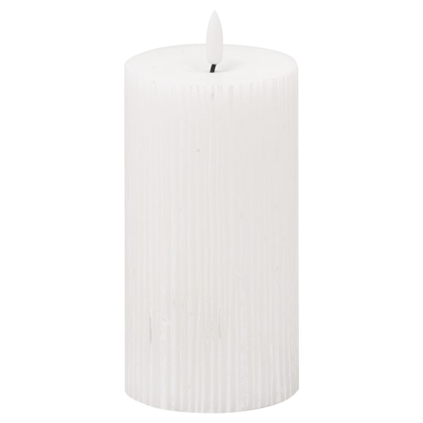 Hill Interiors Luxe Collection Ribbed Natural Glow Elektrisk Ljus White 15cm x 7cm x 7cm