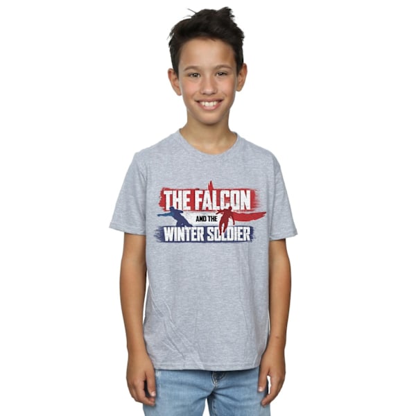 Marvel Boys The Falcon And The Winter Soldier Action Logo T-shirt Sports Grey 5-6 Years