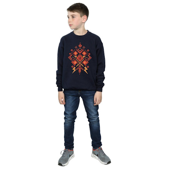 Harry Potter Pojkar Jul Fair Isle Sweatshirt 7-8 År Marinblå Navy Blue 7-8 Years