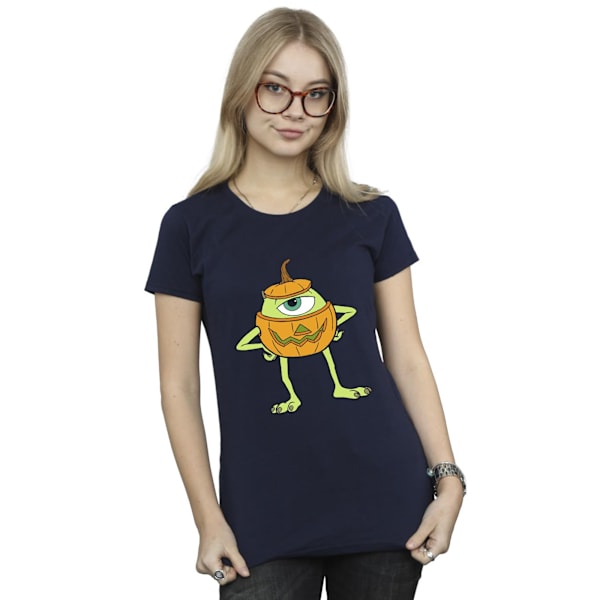 Monsters Inc Dam/Kvinnor Mike Pumpa Bomull Halloween T-shirt Navy Blue M