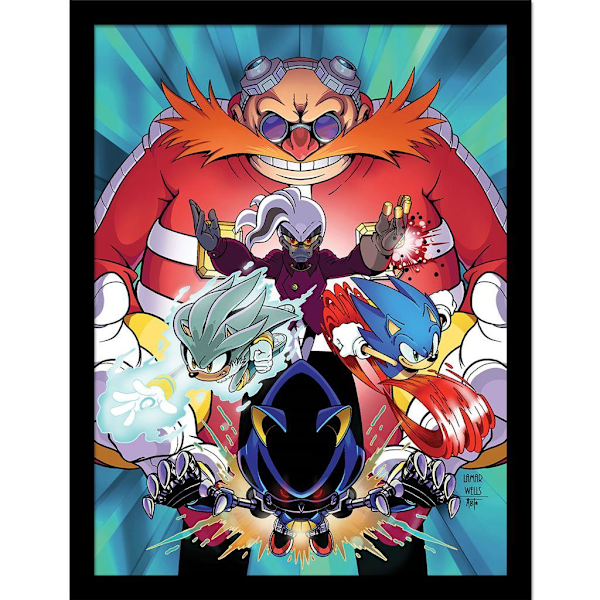 Sonic The Hedgehog nummer 14 omslag inramad affisch 40cm x 30cm Mul Multicoloured 40cm x 30cm