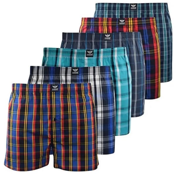 Kandor Herr Hexster Vävd Boxershorts (6-pack) L Blå Blue L