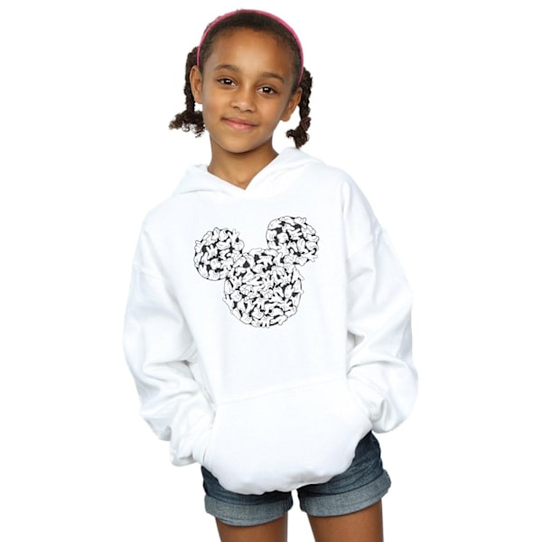 Disney Girls Mickey Mouse Head Of Hands Hoodie 7-8 år Vit White 7-8 Years
