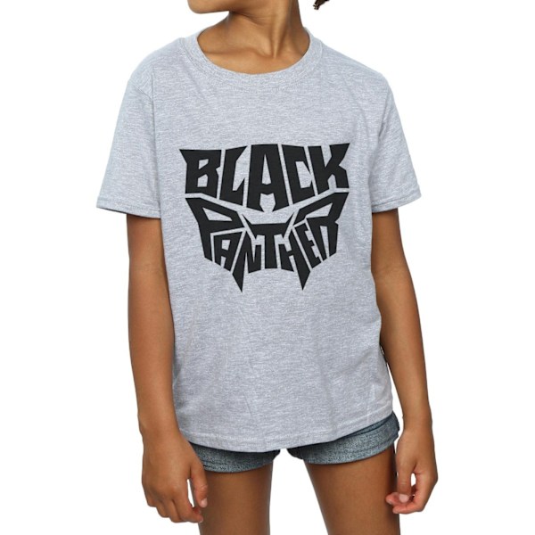 Marvel Girls Black Panther Worded Emblem Bomull T-shirt 9-11 År Sports Grey 9-11 Years