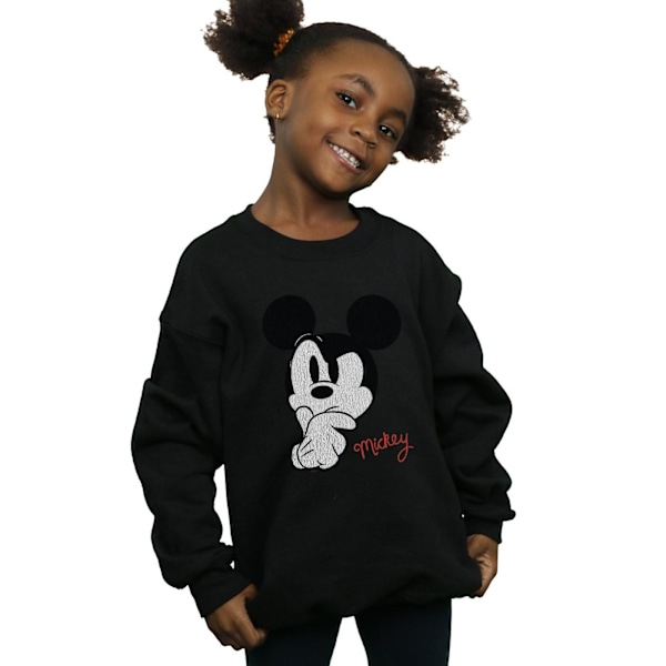 Disney Girls Mickey Mouse Distressed Ponder Sweatshirt 12-13 År Black 12-13 Years