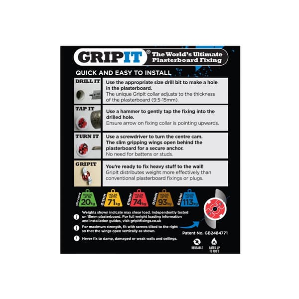 Gripit Röda Gipsfästen 100-pack Flerfärgad Multi Colour Pack of 100