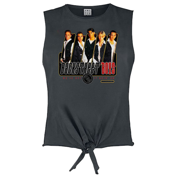 Amplified Womens/Ladies Backstreet Boys Tied Hem Sleeveless T-S Charcoal M