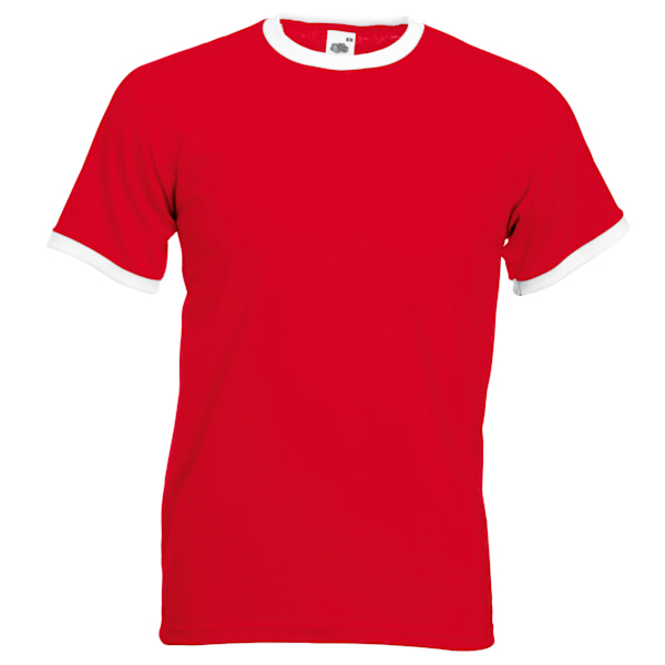 Fruit Of The Loom Herr T-shirt med ringad kort ärm S Röd/Vit Red/White S