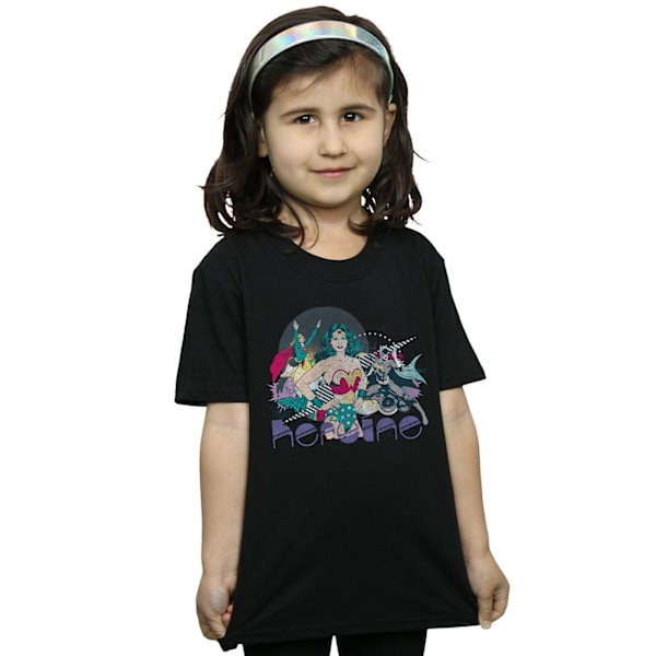 DC Comics Girls Justice League Heroine Bomull T-shirt 9-11 år Black 9-11 Years