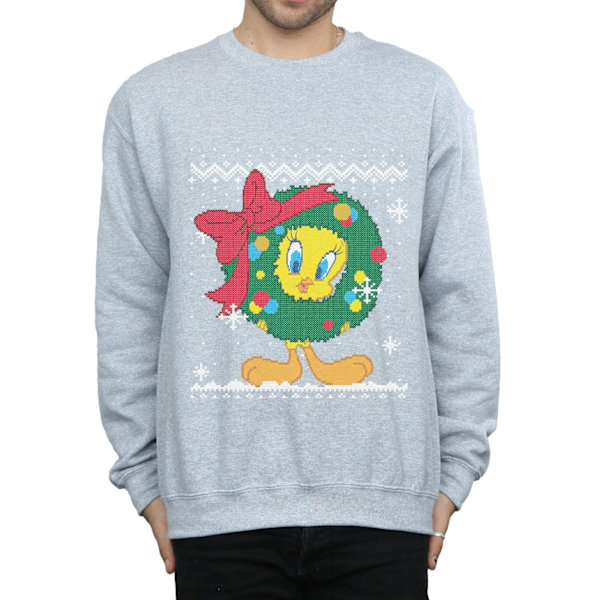 Looney Tunes Tweety Pie Jul Fair Isle Sweatshirt L S för män Sports Grey L
