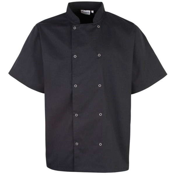 Premier Unisex Studded Front Short Sleeve Chefs Jacket (2-pack) Black 3XL