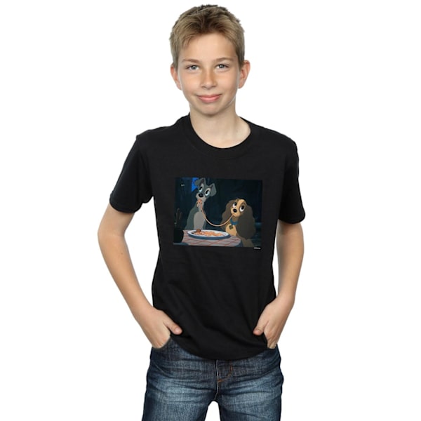Disney Boys Lady Och Lufsen Spaghetti Slurp T-Shirt 7-8 År Black 7-8 Years