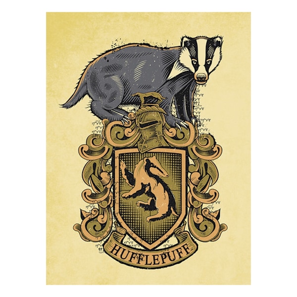 Harry Potter Hufflepuff Canvas Print 80cm x 60cm Gul/Grå Yellow/Grey 80cm x 60cm