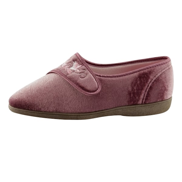 Sleepers Dam/Kvinnor Jolene Touch Fastening Broderade Tofflor Heather 6 UK