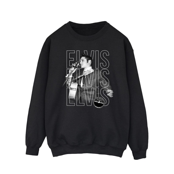 Elvis Mens Triple Logo Portrait Sweatshirt S Svart Black S