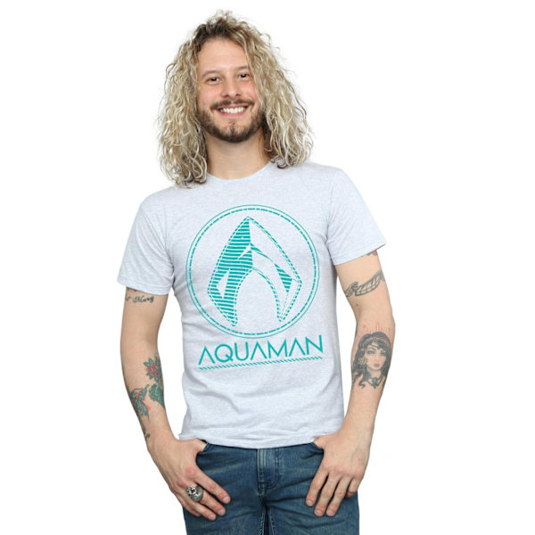 DC Comics Herr Aquaman Aqua Logo T-shirt XXL Sports Grey Sports Grey XXL