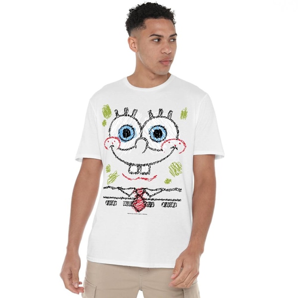 SvampBob Fyrkant Herr Scribble Smile T-Shirt S Vit White S