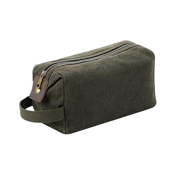 Quadra Heritage Lädertrimmad Toalettväska One Size Olivgrön Olive Green One Size
