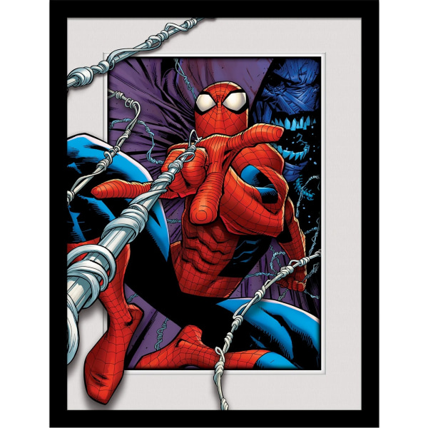 Spider-Man Swinging Breakout inramad affisch 45 cm x 35 cm flerfärgad Multicoloured 45cm x 35cm