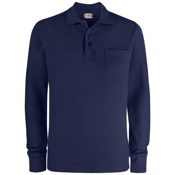 Clique Unisex Vuxen Basic Långärmad Pikétröja med Bröstficka Dark Navy L