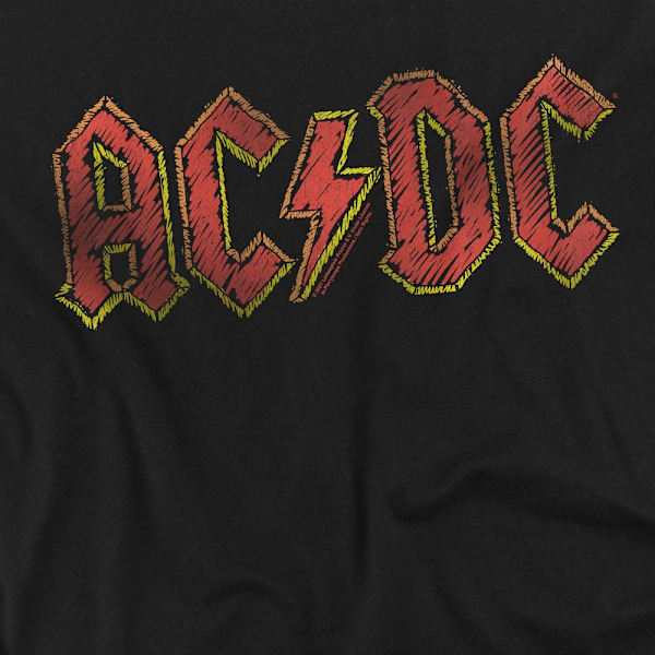 AC/DC Herr Handritad Logotyp T-Shirt L Svart Black L
