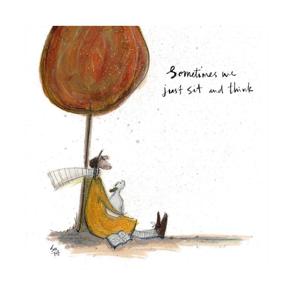 Sam Toft Ibland Sitter Vi Bara Och Tänker Poster 40cm x 40cm Vit White/Multicoloured 40cm x 40cm