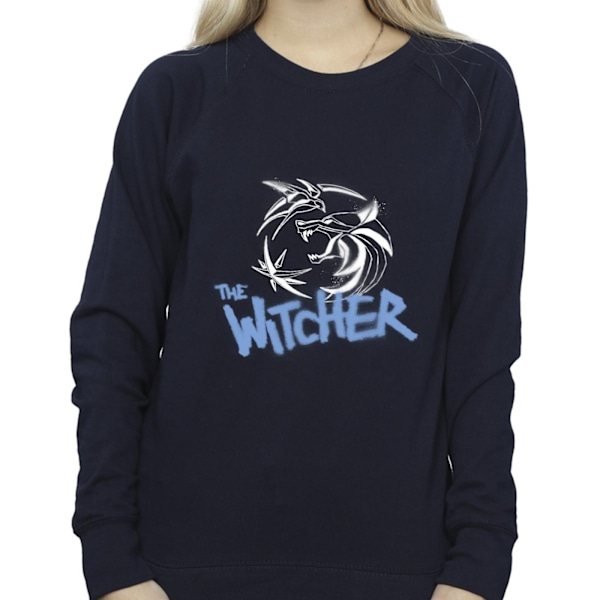 Netflix Dam/Kvinnor The Witcher Spray Logo Sweatshirt M Marinblå Navy Blue M