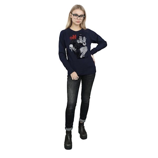 Elf Dam/Damer Mono Distressed Poster Sweatshirt S Marinblå Navy Blue S