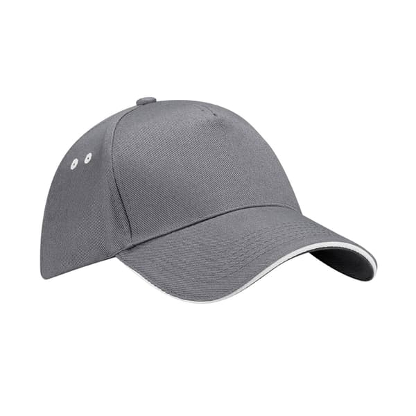 Beechfield 5 Panel Sandwich Peak Baseball Cap One Size Svart/Br Black/Bright Royal Blue One Size