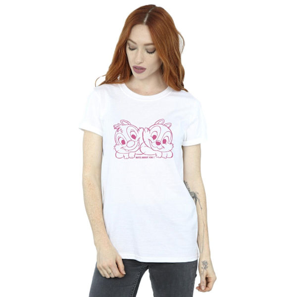 Disney Dam/Damer Chip ´n´ Dale Nuts About You Bomull Boyfriend White L